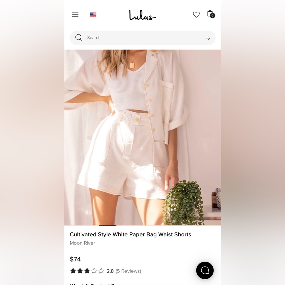 Moon River Cream Paper-Bag Waist Cargo Shorts